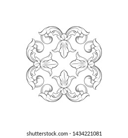 Baroque ornament with filigree in vector format for design frame, pattern. Vintage victorian or damask floral element.