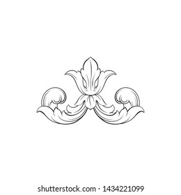 Baroque ornament with filigree in vector format for design frame, pattern. Vintage victorian or damask floral element.