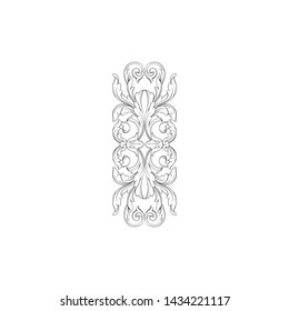 Baroque ornament with filigree in vector format for design frame, pattern. Vintage victorian or damask floral element.