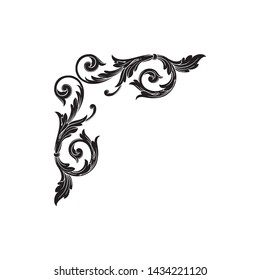 Baroque ornament with filigree in vector format for design frame, pattern. Vintage victorian or damask floral element.