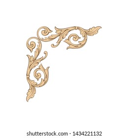 Baroque ornament with filigree in vector format for design frame, pattern. Vintage victorian or damask floral element.