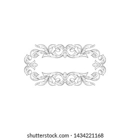 Baroque ornament with filigree in vector format for design frame, pattern. Vintage victorian or damask floral element.