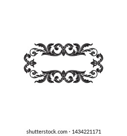 Baroque ornament with filigree in vector format for design frame, pattern. Vintage victorian or damask floral element.