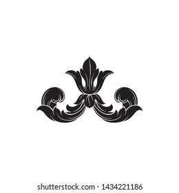 Baroque ornament with filigree in vector format for design frame, pattern. Vintage victorian or damask floral element.