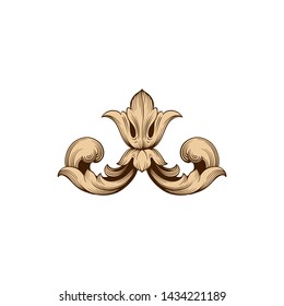 Baroque ornament with filigree in vector format for design frame, pattern. Vintage victorian or damask floral element.