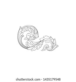 Baroque ornament with filigree in vector format for design frame, pattern. Vintage victorian or damask floral element.