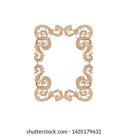 Baroque ornament with filigree in vector format for design frame, pattern. Vintage victorian or damask floral element.
