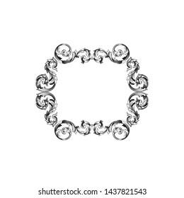 Baroque ornament with filigree in vector format for design frame, pattern. Vintage victorian or damask floral element.