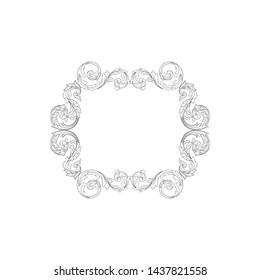 Baroque ornament with filigree in vector format for design frame, pattern. Vintage victorian or damask floral element.