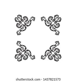 Baroque ornament with filigree in vector format for design frame, pattern. Vintage victorian or damask floral element.