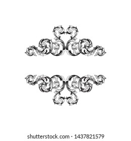 Baroque ornament with filigree in vector format for design frame, pattern. Vintage victorian or damask floral element.