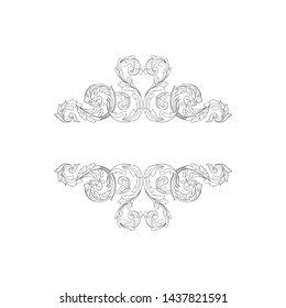 Baroque ornament with filigree in vector format for design frame, pattern. Vintage victorian or damask floral element.