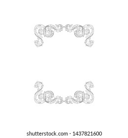 Baroque ornament with filigree in vector format for design frame, pattern. Vintage victorian or damask floral element.