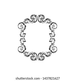 Baroque ornament with filigree in vector format for design frame, pattern. Vintage victorian or damask floral element.