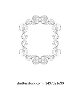 Baroque ornament with filigree in vector format for design frame, pattern. Vintage victorian or damask floral element.