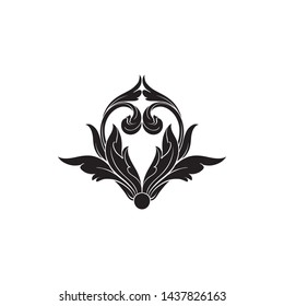 Baroque ornament with filigree in vector format for design frame, pattern. Vintage victorian or damask floral element.