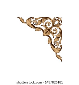 Baroque ornament with filigree in vector format for design frame, pattern. Vintage victorian or damask floral element.