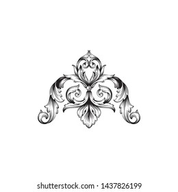 Baroque ornament with filigree in vector format for design frame, pattern. Vintage victorian or damask floral element.