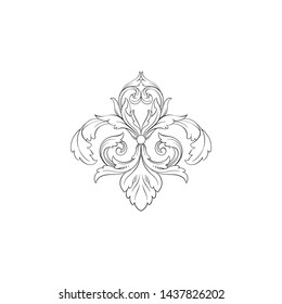 Baroque ornament with filigree in vector format for design frame, pattern. Vintage victorian or damask floral element.