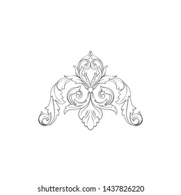 Baroque ornament with filigree in vector format for design frame, pattern. Vintage victorian or damask floral element.