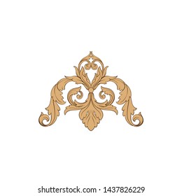 Baroque ornament with filigree in vector format for design frame, pattern. Vintage victorian or damask floral element.