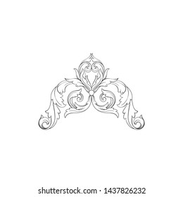 Baroque ornament with filigree in vector format for design frame, pattern. Vintage victorian or damask floral element.
