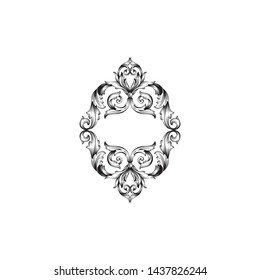 Baroque ornament with filigree in vector format for design frame, pattern. Vintage victorian or damask floral element.