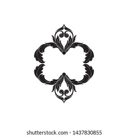 Baroque ornament with filigree in vector format for design frame, pattern. Vintage victorian or damask floral element.