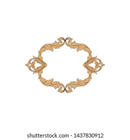 Baroque ornament with filigree in vector format for design frame, pattern. Vintage victorian or damask floral element.