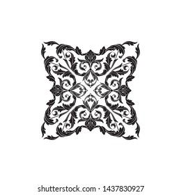 Baroque ornament with filigree in vector format for design frame, pattern. Vintage victorian or damask floral element.