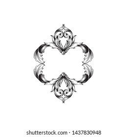 Baroque ornament with filigree in vector format for design frame, pattern. Vintage victorian or damask floral element.