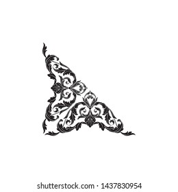 Baroque ornament with filigree in vector format for design frame, pattern. Vintage victorian or damask floral element.