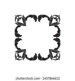 Baroque ornament with filigree in vector format for design frame, pattern. Vintage victorian or damask floral element. 