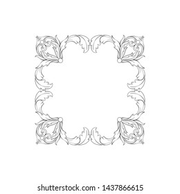 Baroque ornament with filigree in vector format for design frame, pattern. Vintage victorian or damask floral element. 