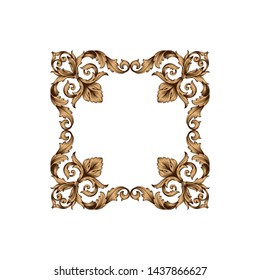 Baroque ornament with filigree in vector format for design frame, pattern. Vintage victorian or damask floral element. 