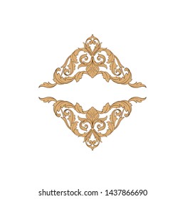 Baroque ornament with filigree in vector format for design frame, pattern. Vintage victorian or damask floral element. 