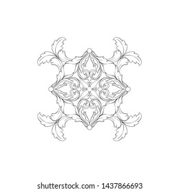 Baroque ornament with filigree in vector format for design frame, pattern. Vintage victorian or damask floral element. 