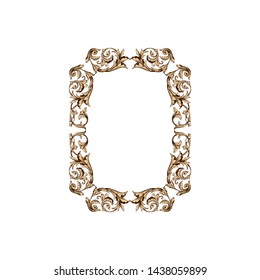Baroque ornament with filigree in vector format for design frame, pattern. Vintage victorian or damask floral element for carving. Intertwining Engraving Scroll.