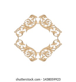 Baroque ornament with filigree in vector format for design frame, pattern. Vintage victorian or damask floral element for carving. Intertwining Engraving Scroll.