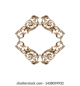 Baroque ornament with filigree in vector format for design frame, pattern. Vintage victorian or damask floral element for carving. Intertwining Engraving Scroll.