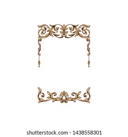 Baroque ornament with filigree in vector format for design frame, pattern. Vintage victorian or damask floral element for carving. Intertwining Engraving Scroll.