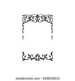 Baroque ornament with filigree in vector format for design frame, pattern. Vintage victorian or damask floral element for carving. Intertwining Engraving Scroll.