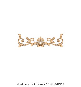 Baroque ornament with filigree in vector format for design frame, pattern. Vintage victorian or damask floral element for carving. Intertwining Engraving Scroll.