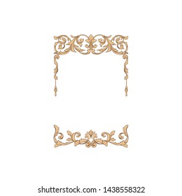 Baroque ornament with filigree in vector format for design frame, pattern. Vintage victorian or damask floral element for carving. Intertwining Engraving Scroll.