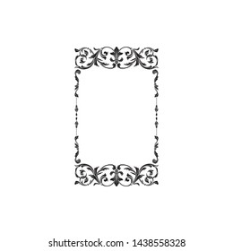 Baroque ornament with filigree in vector format for design frame, pattern. Vintage victorian or damask floral element for carving. Intertwining Engraving Scroll.