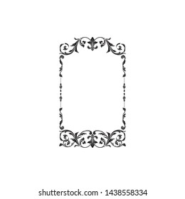 Baroque ornament with filigree in vector format for design frame, pattern. Vintage victorian or damask floral element for carving. Intertwining Engraving Scroll.
