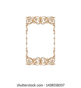 Baroque ornament with filigree in vector format for design frame, pattern. Vintage victorian or damask floral element for carving. Intertwining Engraving Scroll.