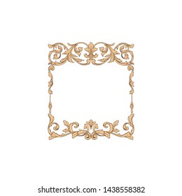 Baroque ornament with filigree in vector format for design frame, pattern. Vintage victorian or damask floral element for carving. Intertwining Engraving Scroll.