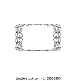 Baroque ornament with filigree in vector format for design frame, pattern. Vintage victorian or damask floral element for carving. Intertwining Engraving Scroll.