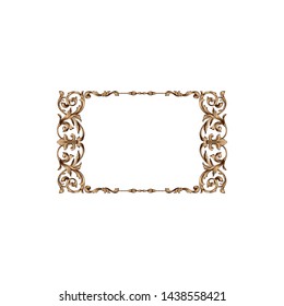 Baroque ornament with filigree in vector format for design frame, pattern. Vintage victorian or damask floral element for carving. Intertwining Engraving Scroll.